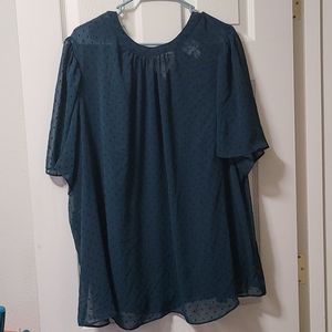 3X Teal Ava and Viv sheer blouse